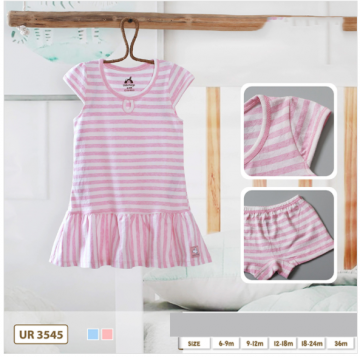 Bộ quần áo váy sơ sinh vân kẻ Uala UR3545